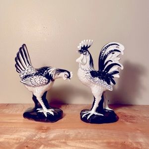 Vintage Ceramic Rooster and Hen Kitchen Decor